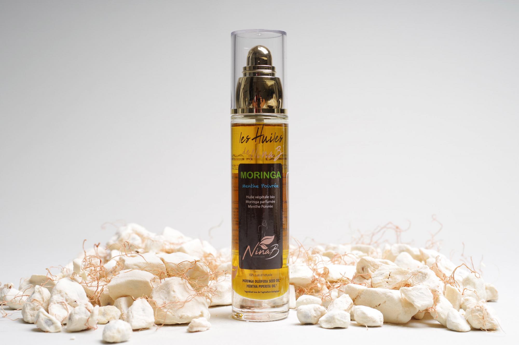 Moringa Oil with Organic Peppermint extracts - Natural, organic cosmetic product, certified ECOCERT COSMOS ORGANIC